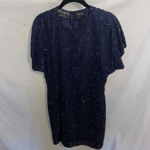 Robert Anthony Women’s MIDI Dress Size 6 Navy Blue Going Out Party City